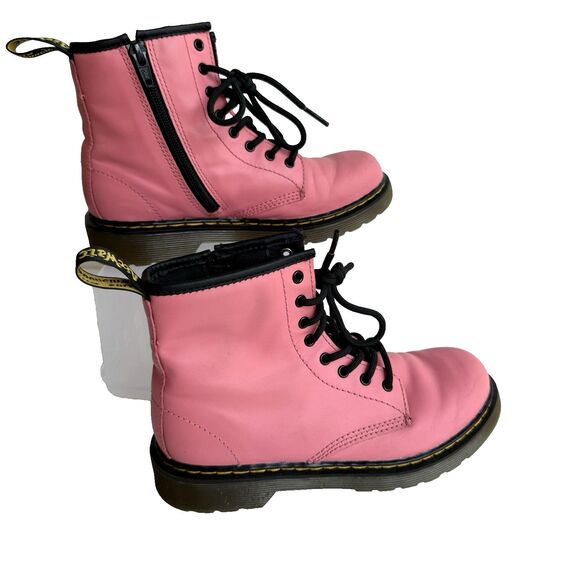 Dr Martens Boots Air Wair Leather Pink Combat Boots Doc Martens Sz 3 Kids - Picture 1 of 8